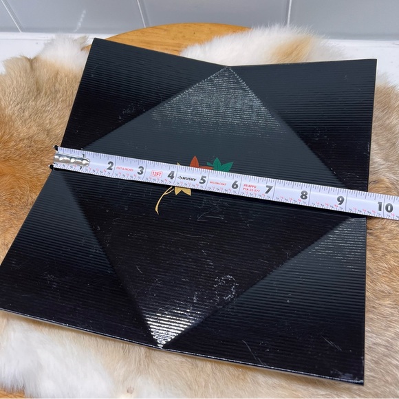 Japanese Lacquered Wood Serving Tray Makie Leaves Vtg Plate Square Black C1970 - Picture 7 of 8